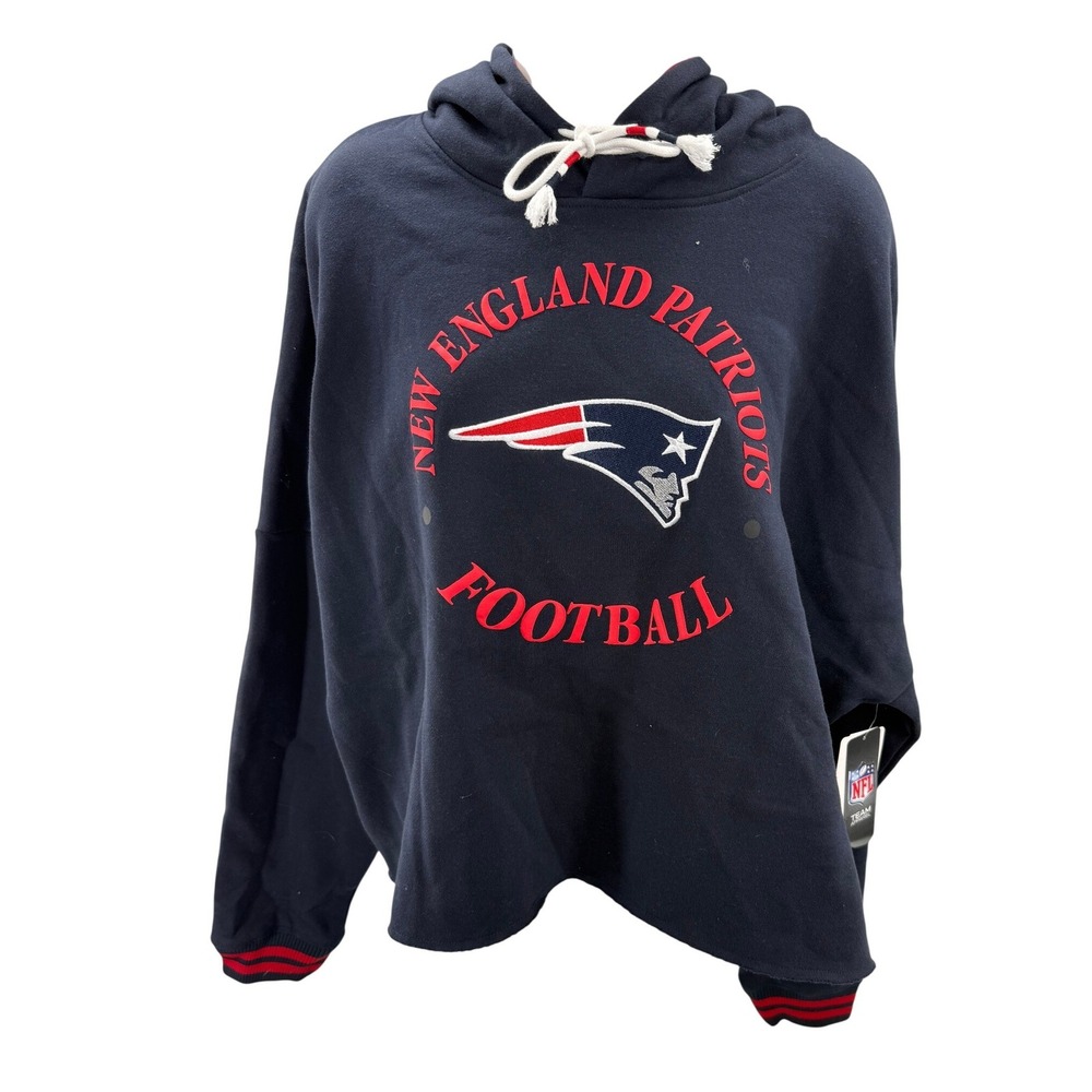 New England Patriots NFL Team Apparel New Era Navy Cropped Hoodie Womens XL NEW